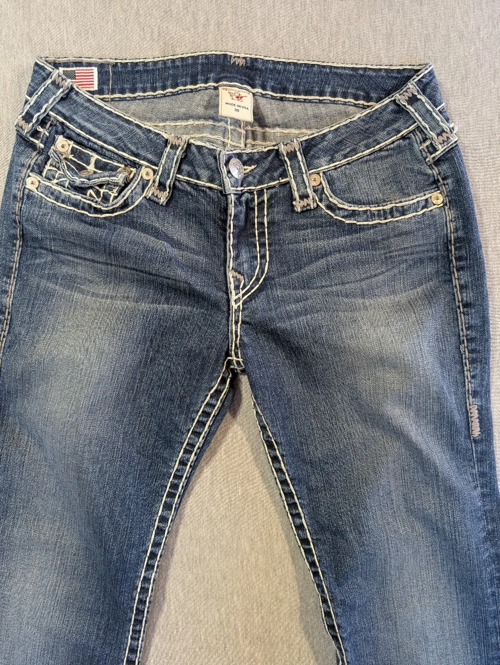 True Religion Billy Super T Jeans Women's 30 Blue Embroidered - Picture 2 of 14